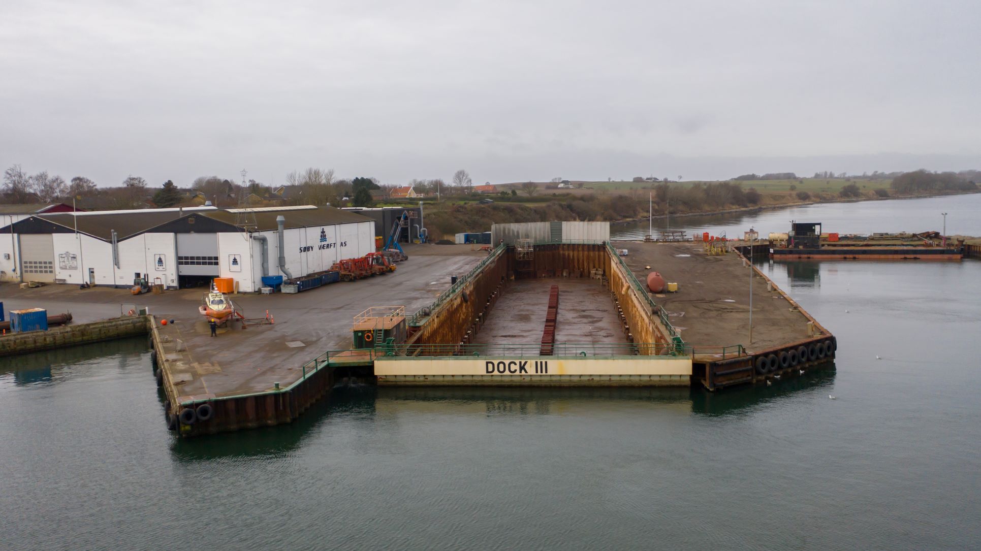 Dock 3 and shipyard buildings seen from above