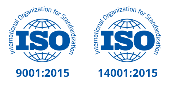ISO 9001:2015 and ISO 14001:2015 logo