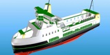 A 3D drawing of a ferry